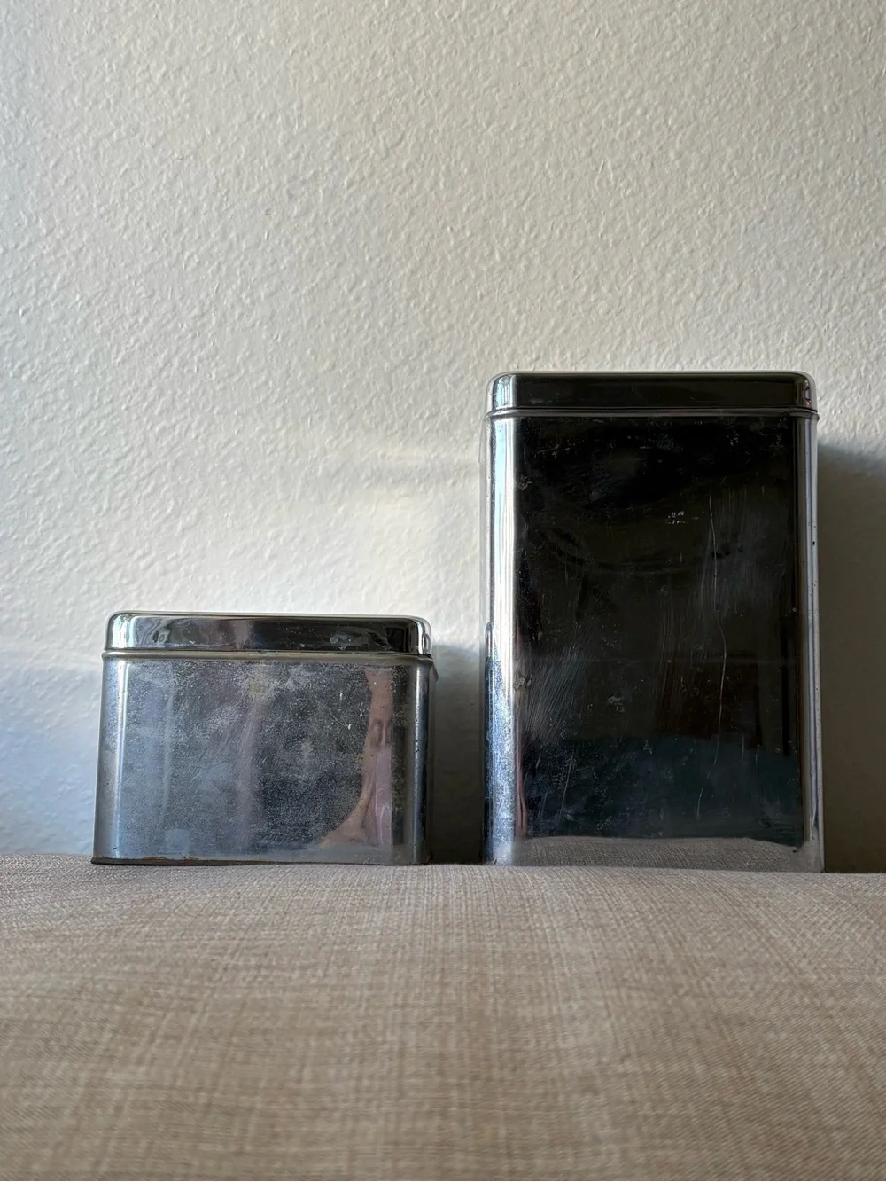 Vintage Beauty Ware Stainless Steel Flour & Coffee Canisters Set Stackable VTG